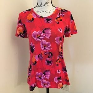 Banana Republic Red Floral Tee, Size XS